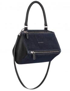 Givenchy Blue Denim and Black Leather Pandora Small Bag