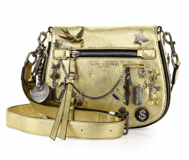 Marc Jacobs Small Metallic Leather Charm Saddle Bag