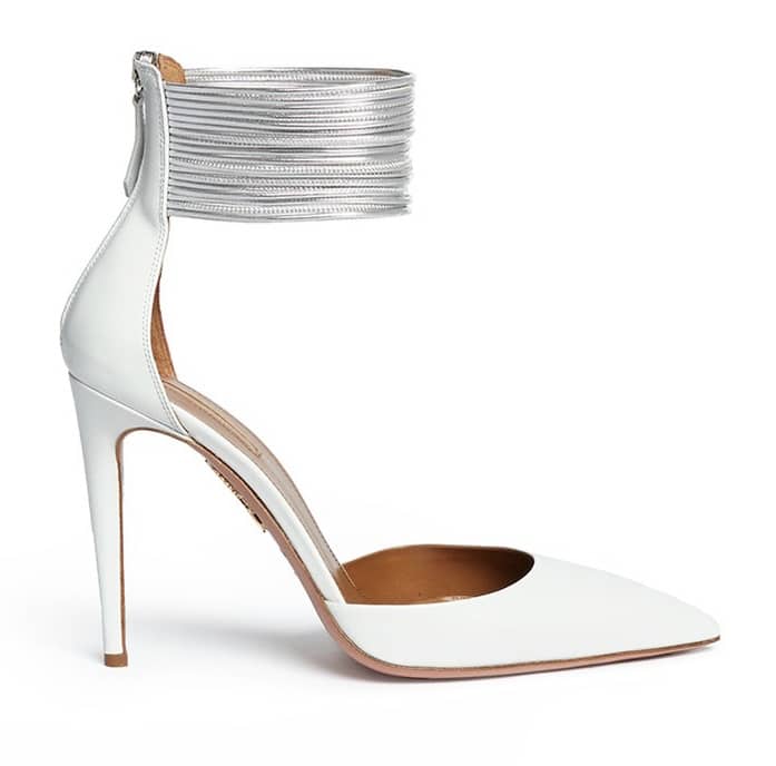 Aquazzura Hello Lover Metallic Anklet Leather d'Orsay Pumps