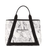 Balenciaga Black/White Marble Navy Cabas M Bag