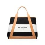 Balenciaga Black/White/Natural Navy Striped Cabas M Bag