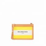 Balenciaga Jaune Citrus Navy Striped Canvas Pochette S Bag