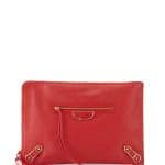 Balenciaga Red Metallic Edge Flat Zip Pouch Bag