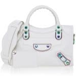 Balenciaga White Classic Metallic Edge Iridescent Mini City Bag