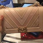 Chanel Beige Boy Chevron Old Medium Flap Bag