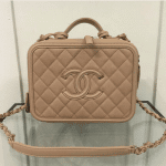 Chanel Beige CC Filigree Vanity Case Small Bag