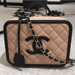 Chanel Beige/Black CC Filigree Vanity Case Small Bag 2