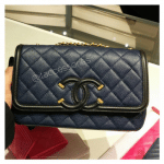Chanel Black/Blue CC Filigree Flap Bag
