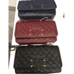 Chanel Blue/Burgundy/Black Beige CC Filigree Flap Bags