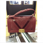 Chanel Burgundy Boy Chevron Old Medium Flap Bag 2