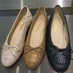 Chanel Ivory/Gold/Black Quilted Ballerina Flats
