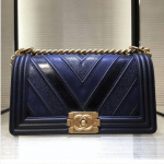 Chanel Navy Boy Chevron Old Medium Flap Bag 3