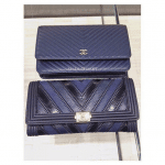 Chanel Navy Boy Chevron Wallet On Chain Flap Bag 2