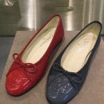 Chanel Red/Blue Lambskin and Patent Ballerina Flats