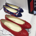 Chanel Red/Blue Multicolor Calfskin Ballerina Flats