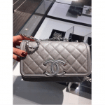 Chanel Silver CC Filigree Flap Small Bag