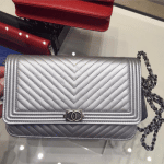 Chanel Silver Chevron Boy WOC Bag