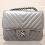 Chanel Silver Chevron Classic Flap Mini Bag