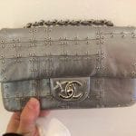 Chanel Silver Studded Mini Flap Bag