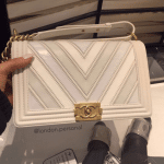 Chanel White Boy Chevron Old Medium Flap Bag