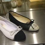 Chanel White/Black Suede and Python Ballerina Flats