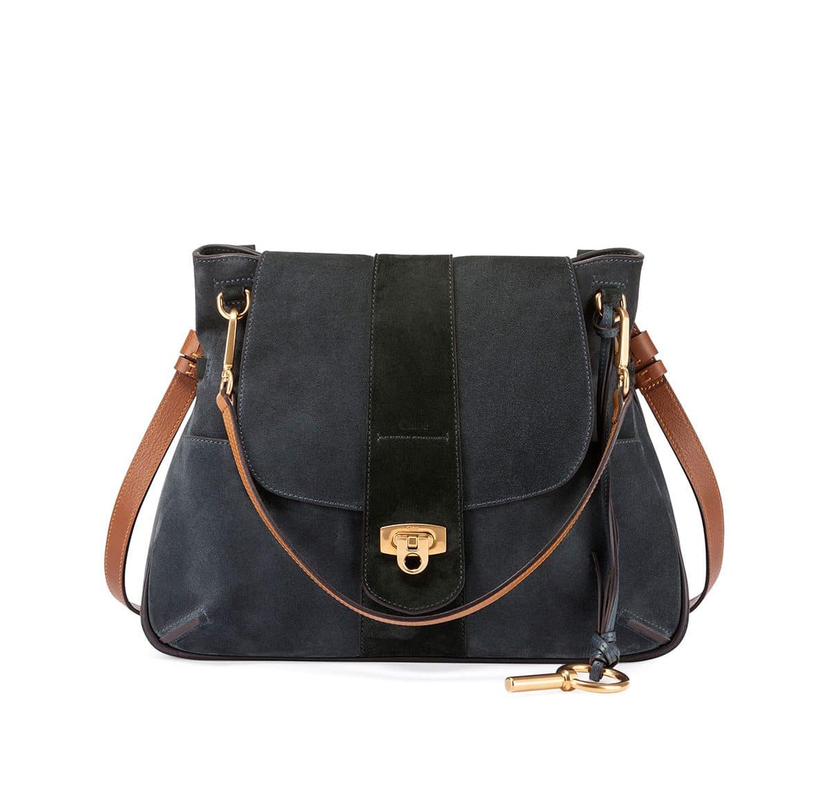 Chloe Blue Suede Lexa Satchel Small Bag
