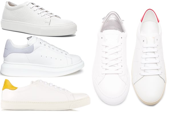 designer all white sneakers