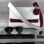 Dior White/Burgundy Be Dior Double Flap Bag
