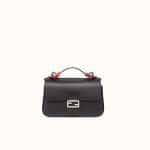 Fendi Black/Natural Leather Flowerland Double Micro Baguette Bag