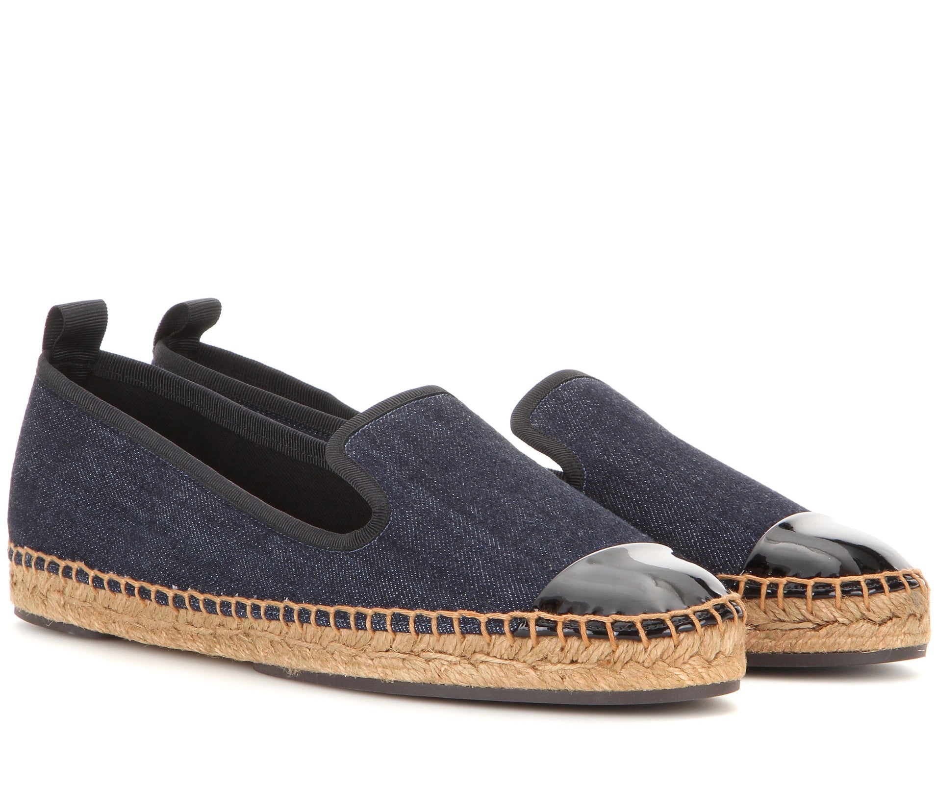 Fendi Denim And Patent Leather Espadrilles