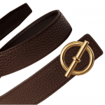 Hermes Black Box and Chocolate Brown Togo Gold Glenan Belt