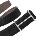 Hermes Black/Tin Grey Epsom Silver Idem Belt