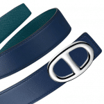 Hermes Bleu Saphir Swift and Colvert Epsom Silver Chaine d'Ancre Buckle Belt