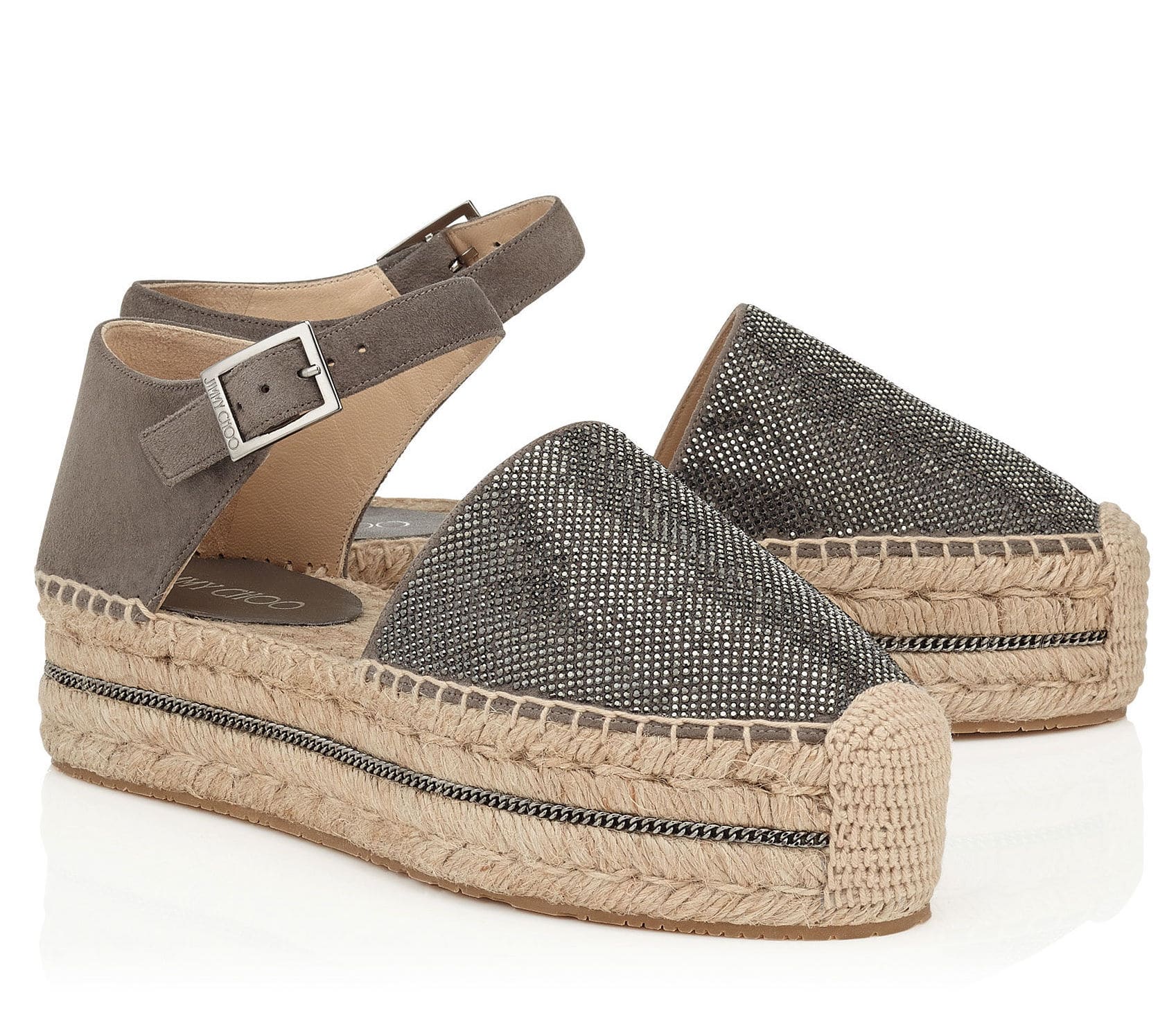 Jimmy Choo Delfine Flat Metal Micro Stud Espadrilles