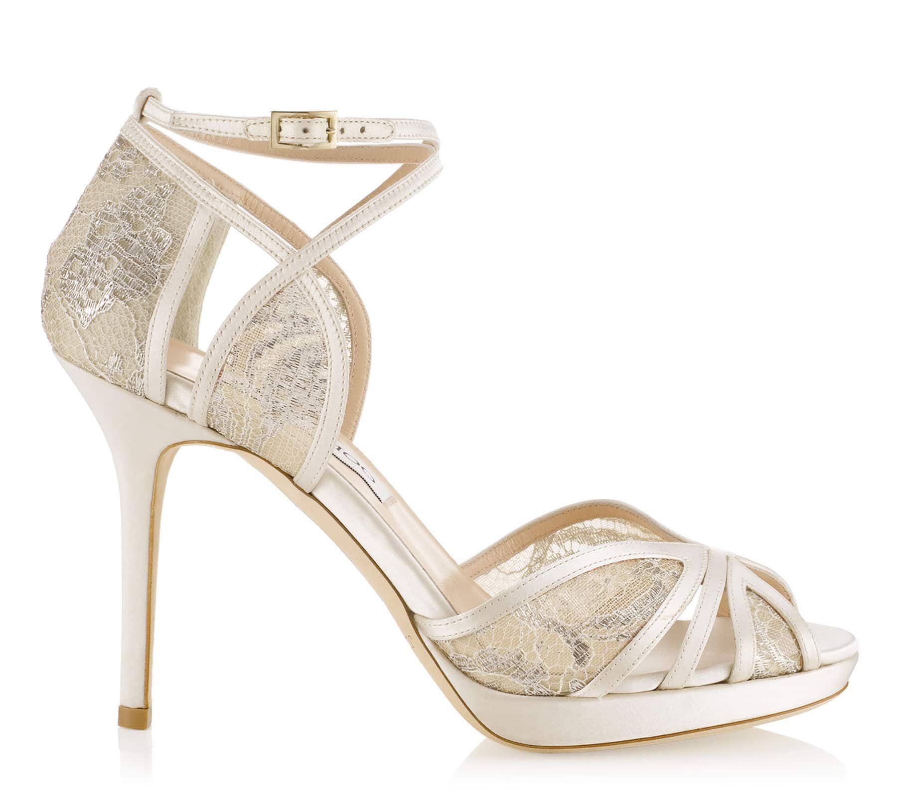 Jimmy Choo Fable Ivory and White Satin Sandals