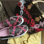 Louis Vuitton Poppy/Rose Ballerine Monogram Bay Speedy 30 Bag and Slip-On Sneakers