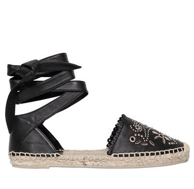 Saint Laurent Studdded Leather Lace-Up Espadrilles