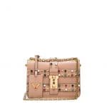 Valentino Beige Multicolor Stones Rockstud Rolling Shoulder Bag