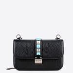 Valentino Black Rockstud Rolling Lock Shoulder Bag