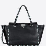 Valentino Black Rockstud Rolling Medium Tote Bag