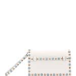 Valentino Ivory Rockstud Rolling Clutch Bag