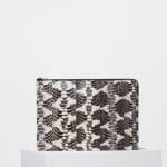 Celine Black/White Printed Watersnake Clutch with Pocket Bag