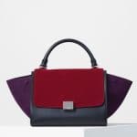 Celine Burgundy Multicolor Suede Small Trapeze Bag