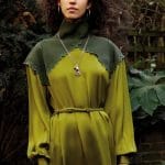 Celine Chartreuse Silk Satin High Neck Dress - Fall 2016 Lookbook 9