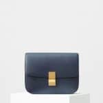 Celine Dark Blue Calfskin Liege Medium Classic Box Bag