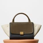 Celine Moss Green Multicolor Sleek Calfskin Small Trapeze Bag