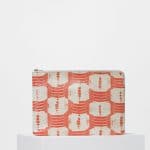 Celine Orange/White Printed Watersnake Clutch with Pocket Bag