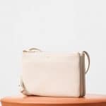 Celine White Grained Lambskin Trio Shoulder Bag