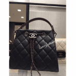 Chanel Black/Burgundy CC Bucket Small Bag