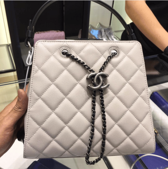 chanel small bucket bag leather